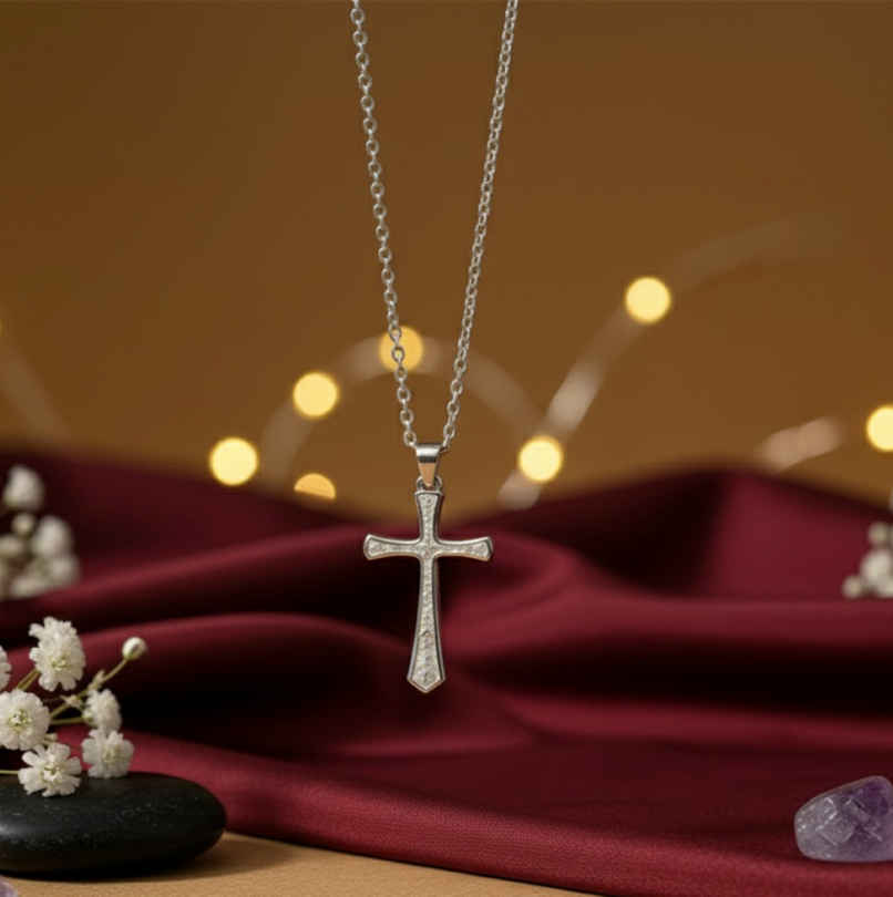Holy Cross Pendant With Silver Plated Chain | ServDharm Holy Cross Pendant With Silver Plated Chain | ServDharm