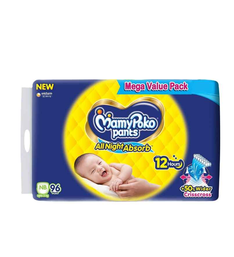 Mamypoko All Night Absorb Pant Style Diaper | NB | 96 pcs