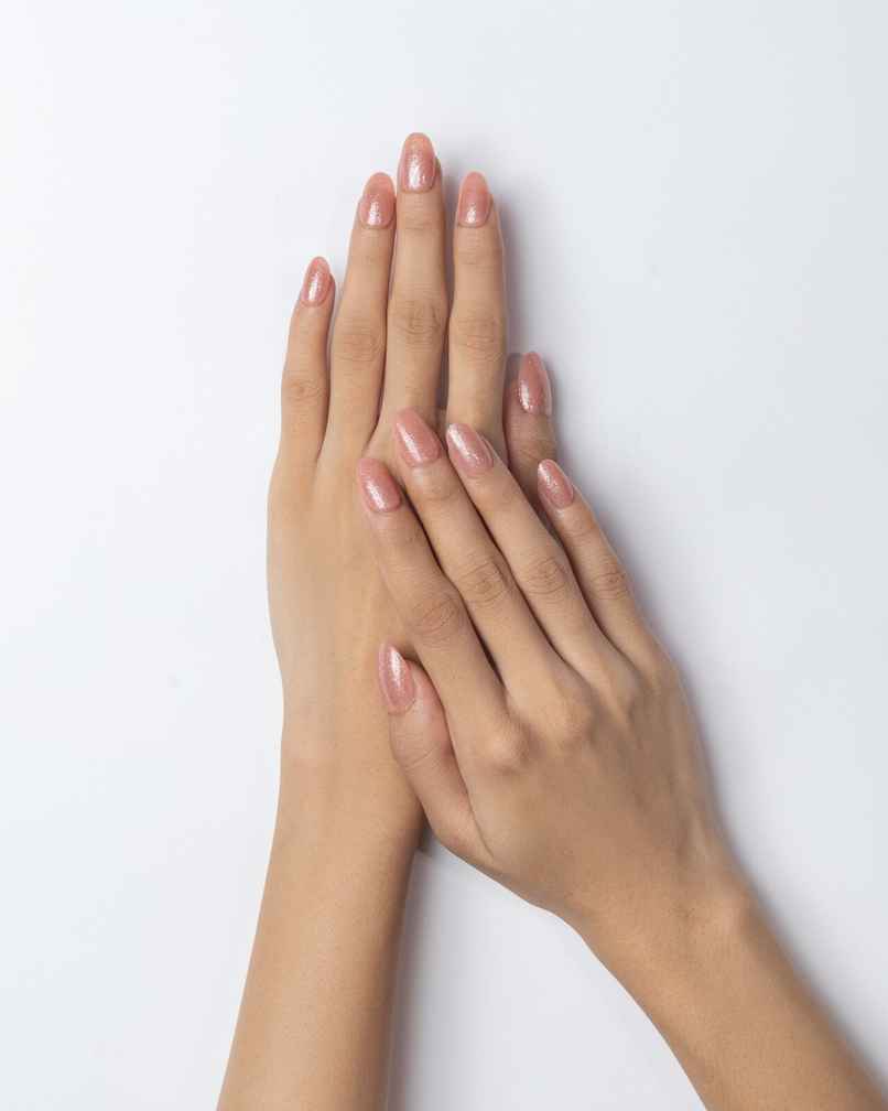 Pep Nails Pink Shimmers Hand Nails | Round | Glossy Glitter Press On Nails | 24 Nail Tips