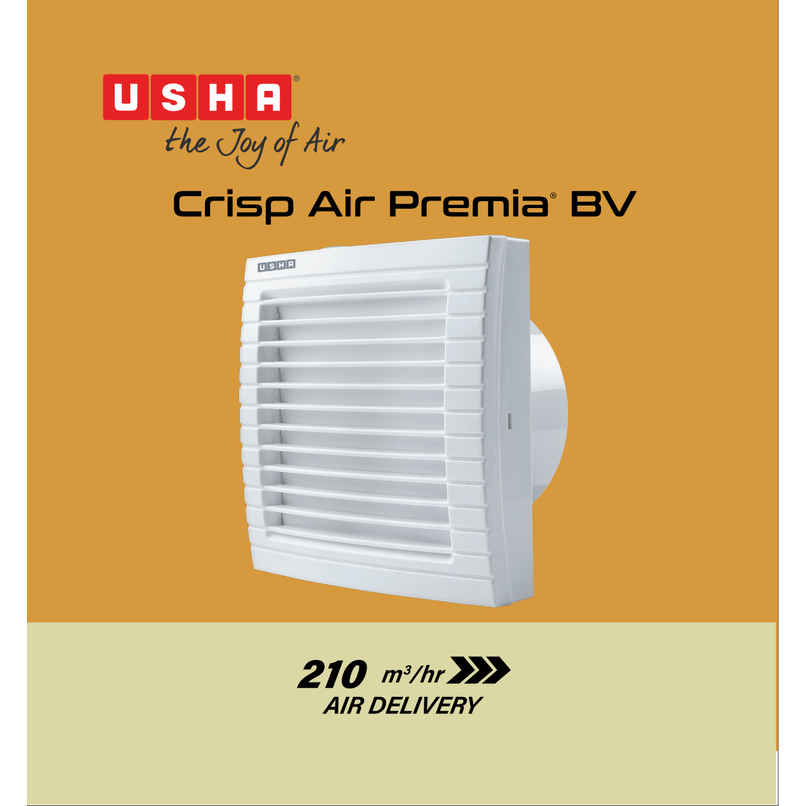 Usha Crisp Air Premia BV Exhaust Fan, 150mm, 1500 RPM, White