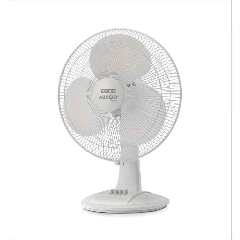 Usha Maxx Air Ultra Table Fan, 400mm, 1350 RPM, 3 Speed Settings, 100% Copper Motor, White