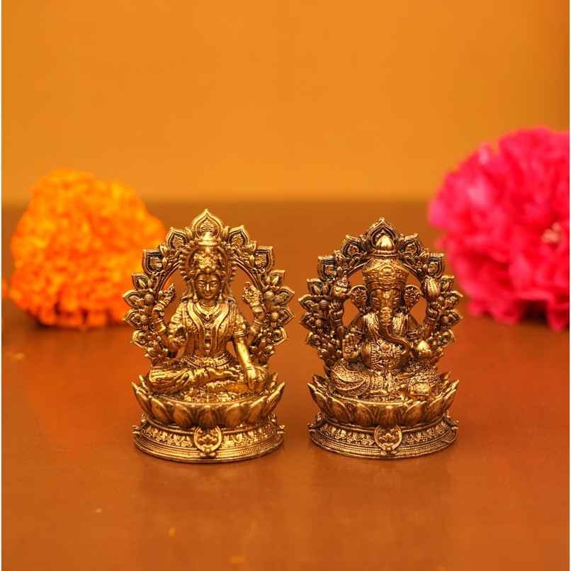 Lakshmi Ganesh Brass Idol Pair | 1.5 inch | 55 g | ServDharm Lakshmi Ganesh Brass Idol Pair | 1.5 inch | 55 g | ServDharm