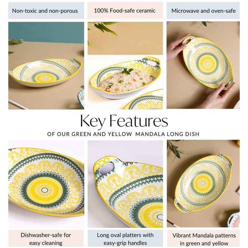 Nestasia Mandala Long Dish - Yellow