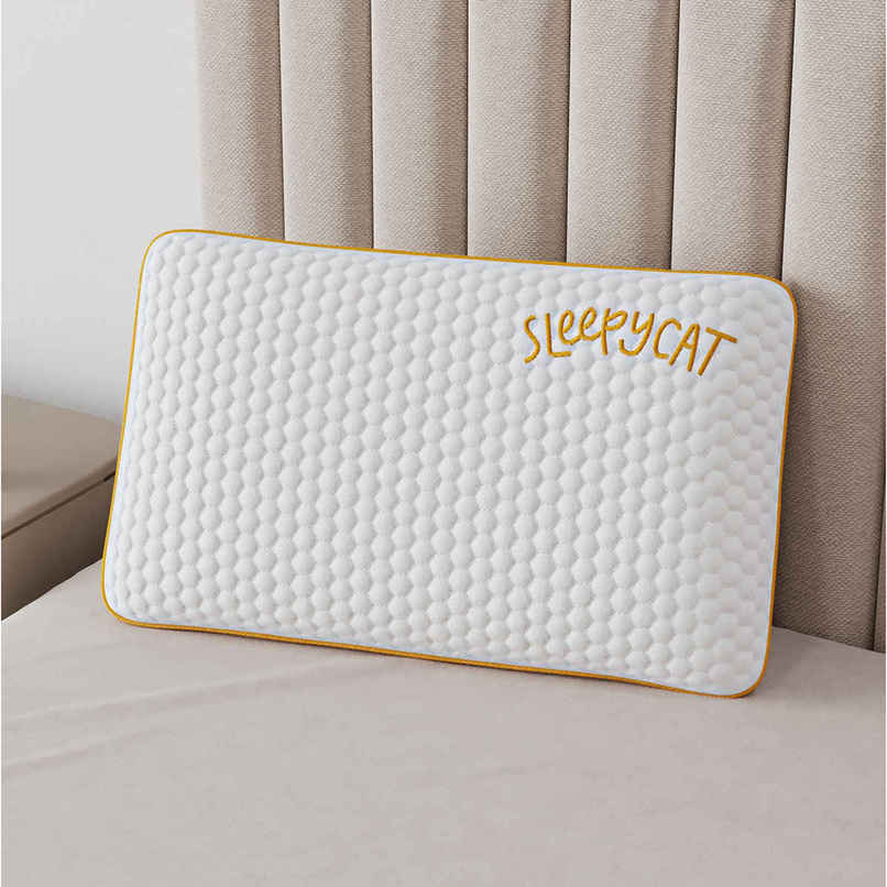 Sleepycat Bamboo Fabric Orthopaedic Memory Foam Pillow White (Standard Size, 25 x 16 Inches)