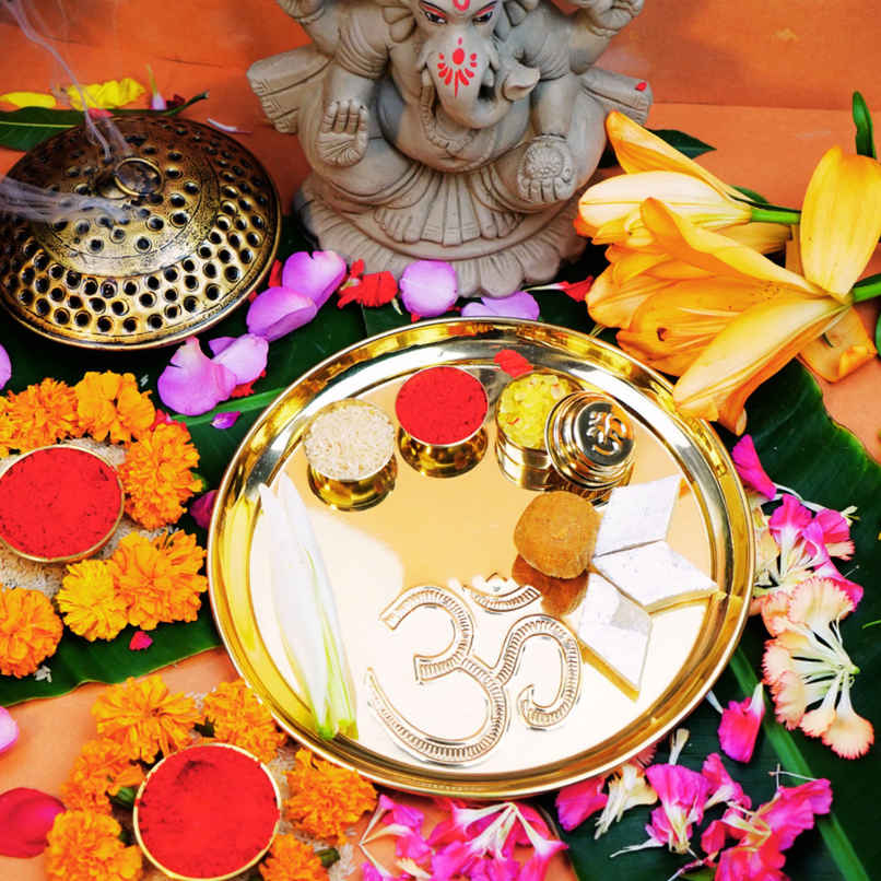 Om Brass Puja Thali Set | 10 inch | ServDharm