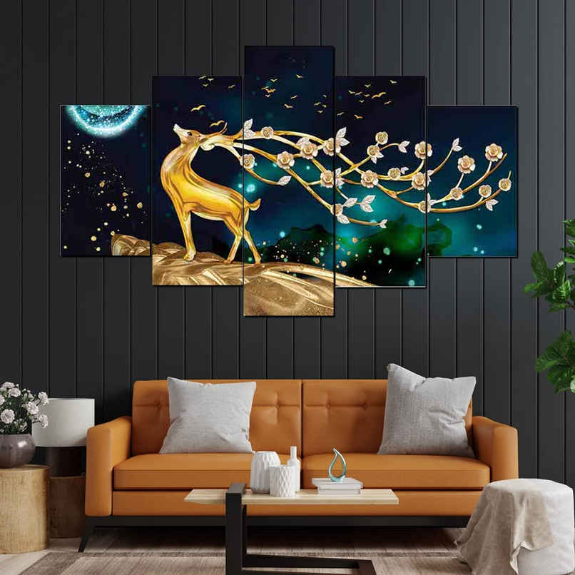 Perpetual Deer Paintings for Wall Decoration Set | 3D Scenery | 75 x 43 cm