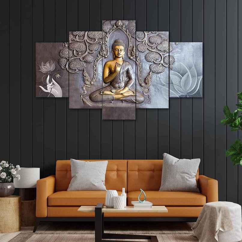 Perpetual Buddha 3D Paintings for Wall Decoration - Set of 5 |75 cm x 43 cm Perpetual Buddha 3D Paintings for Wall Decoration - Set of 5 |75 cm x 43 cm