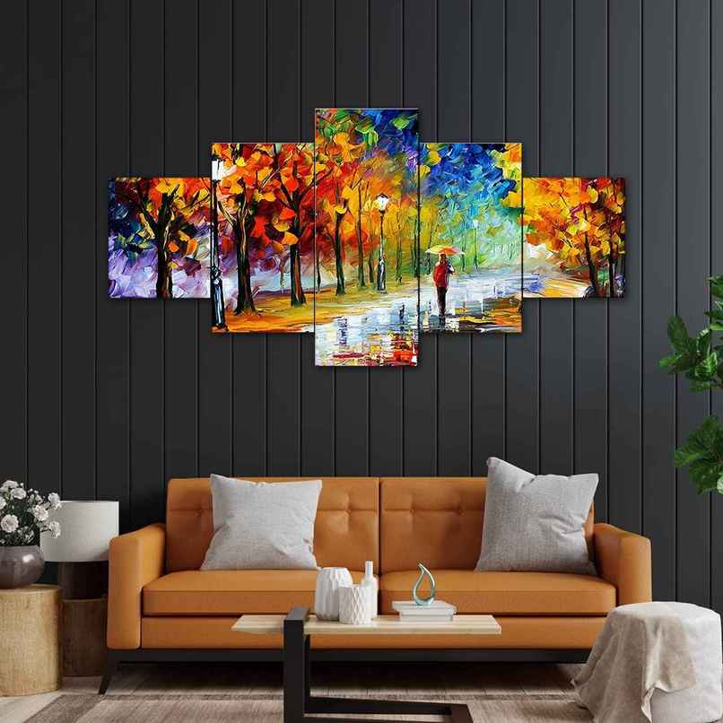 Perpetual Modern Art Wall Decor | Framed Paintings | Set of 5 | UV Textured