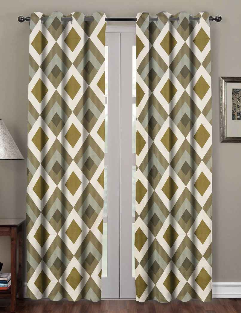 BAY6 Polyester Long Door Curtains - Set of 2 - (8x4 ft) - Dark Green