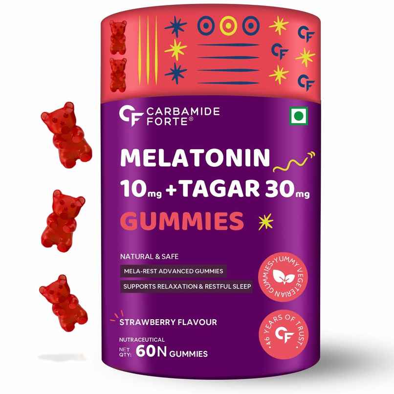 Carbamide Forte Melatonin 10mg sleep Gummies with TAGARA, L Tryptophan & Vitamin B6 Sleep Supplement