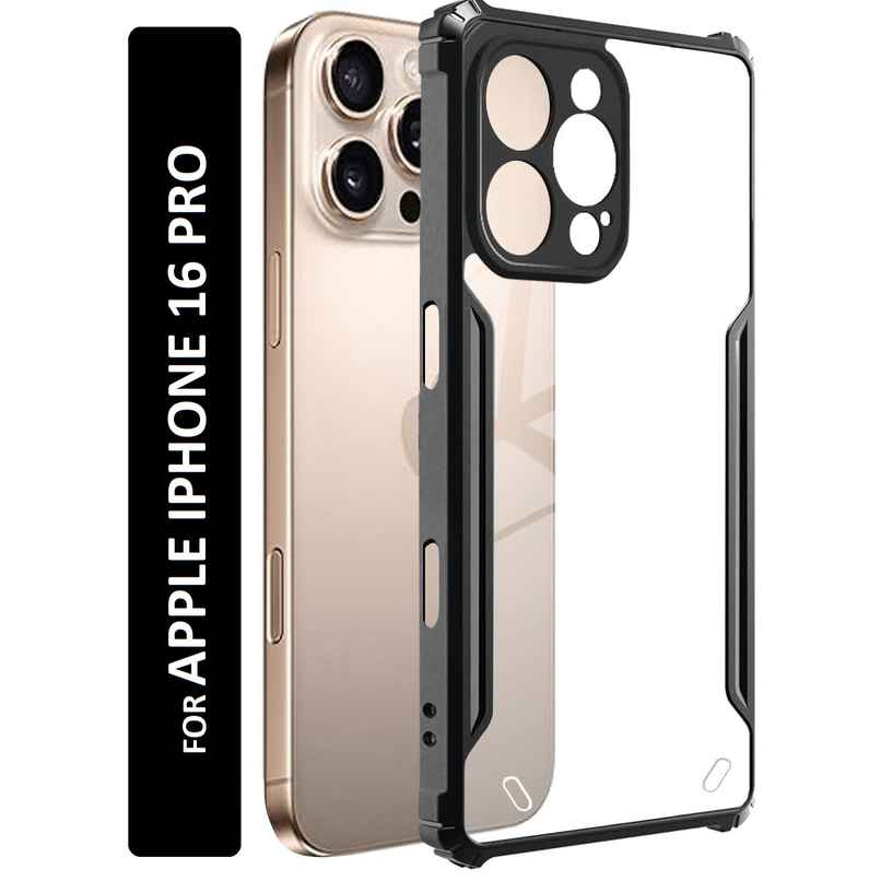 Kwine Case Apple Iphone 16 Pro Back Cover - Black Bordered Transparent Case Kwine Case Apple Iphone 16 Pro Back Cover - Black Bordered Transparent Case