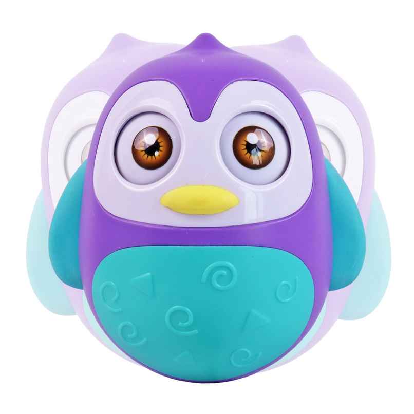 Toyshine Push & Shake Penguin Toy With Wobbling Bell Sound - Sensory Toy | Purple