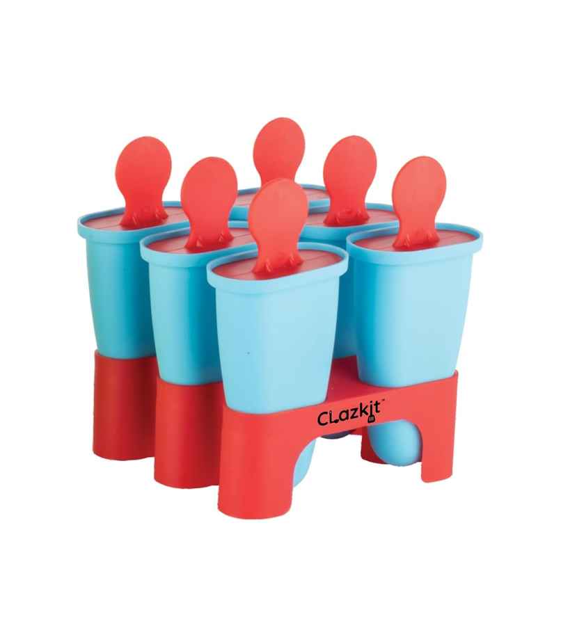 Clazkit Set of 6 Plastic Popsicle Frozen Ice Cream Kulfi Candy Color May Vary 11.4 x 11.9 x 14.1 cm