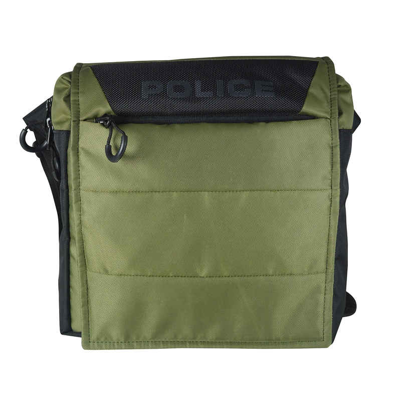 Police Unisex Solid Polyester 2.6 L Crossbody Bag | Black and Green