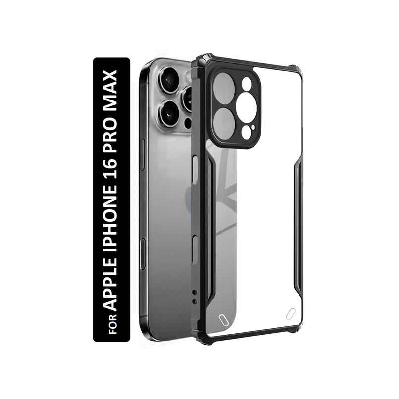 Kwine Case Apple Iphone 16 Pro Max Back Cover - Black Bordered Transparent Case Kwine Case Apple Iphone 16 Pro Max Back Cover - Black Bordered Transparent Case