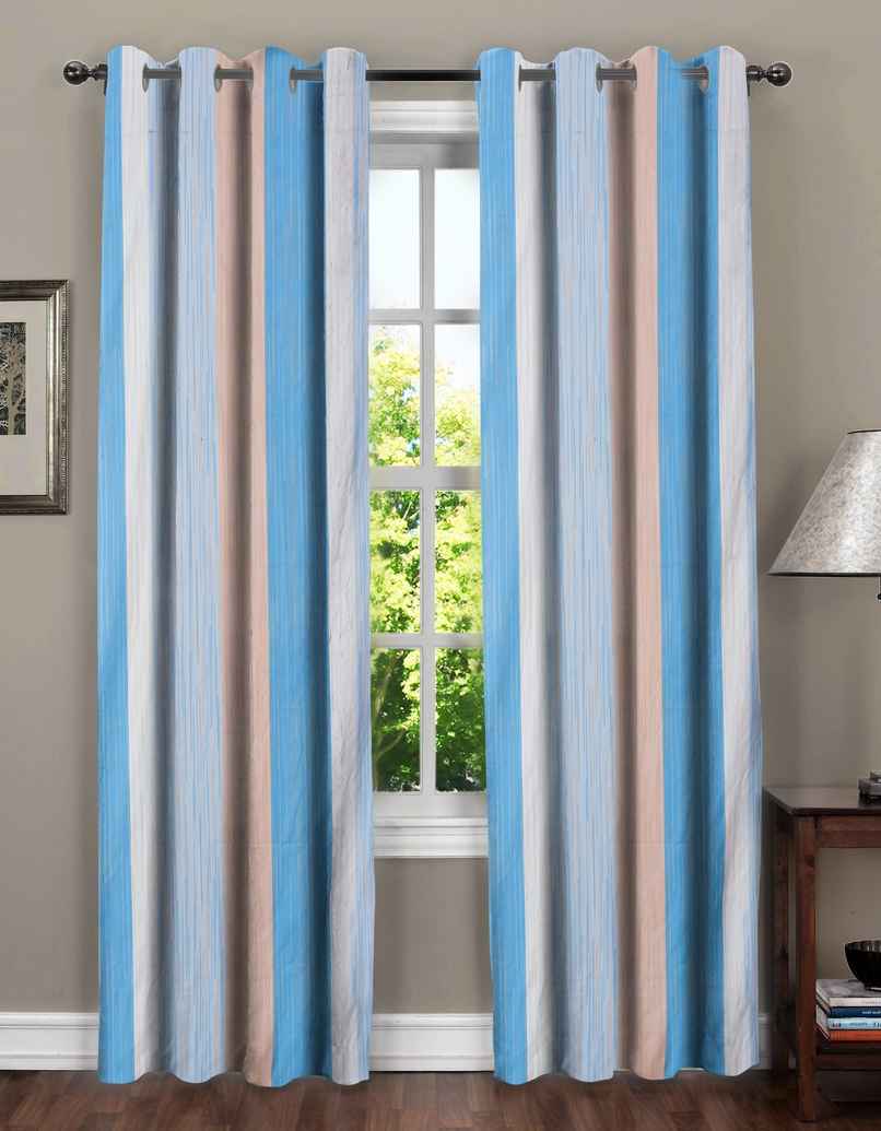 BAY6 Polyester Long Door Curtains | Set of 2 | 8x4 ft | Blue