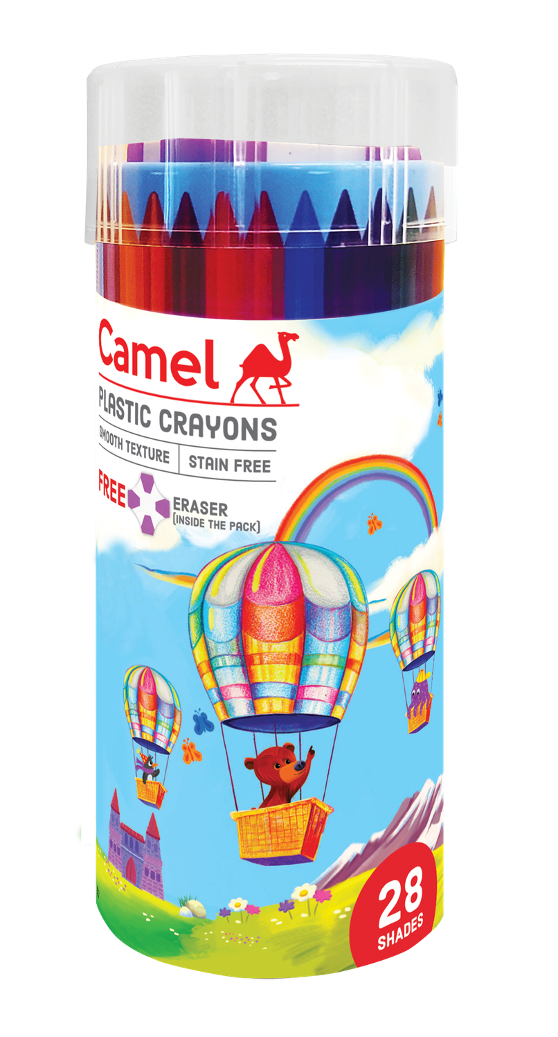 Camel Plastic Crayons Assorted Tin | Hexagonal | 28 Shades