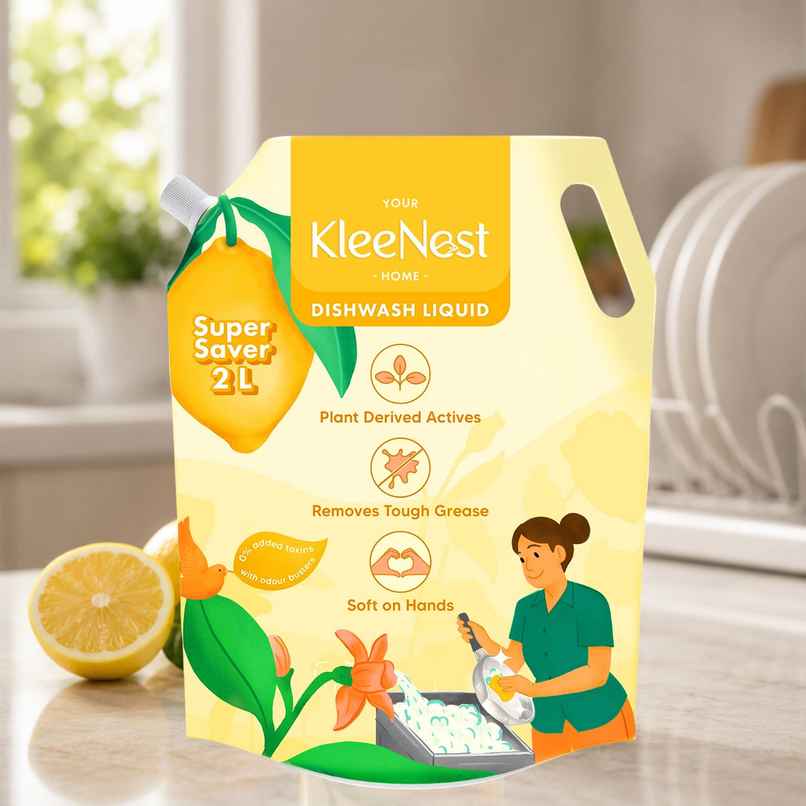 Kleenest Plant Based Soft On Hands Dishwash Liquid Refill, LABSA Free