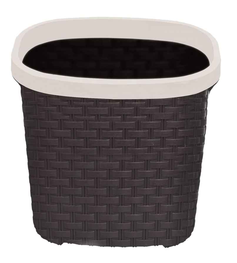 Kuber Industries Plastic Open Dustbin for Home | Kitchen | Office | Bathroom | 7 Litre (Brown)