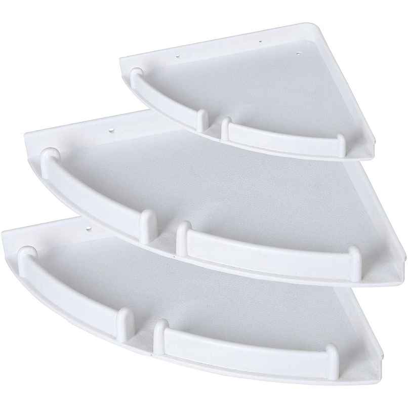 Daluci Unbreakable Wall Mount Corner Shelf For Bathroom | 3 Shelves | White