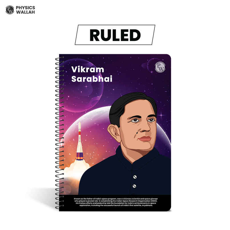 Physics Wallah Practice Spiral Notebook | 280 Pages, A4 Size Ruled, Vikram Sarabhai