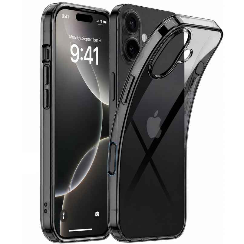 ExpressB For iPhone 16 Case Cover Clear Transparent | Thin Soft Back - Clear Black ExpressB For iPhone 16 Case Cover Clear Transparent | Thin Soft Back - Clear Black