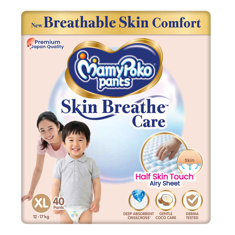 Mamypoko Pants Skin Breathe Care Baby Diapers | Size XL | 12 to 17 kgs | Derma Tested Mamypoko Pants Skin Breathe Care Baby Diapers | Size XL | 12 to 17 kgs | Derma Tested