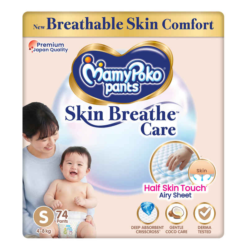 Mamypoko Pants Skin Breathe Care Baby Diapers | Size S | 4 to 8 Kgs | Derma Tested Mamypoko Pants Skin Breathe Care Baby Diapers | Size S | 4 to 8 Kgs | Derma Tested