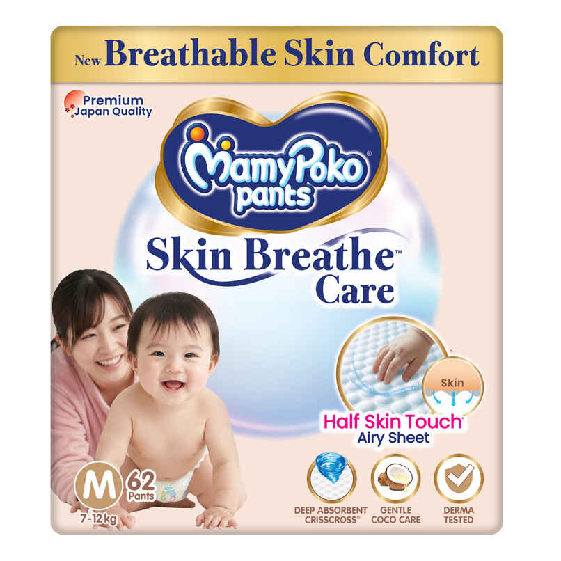 MamyPoko Pants Skin Breathe Care Baby Diapers | Size M | 7 to 12 kgs | Derma Tested MamyPoko Pants Skin Breathe Care Baby Diapers | Size M | 7 to 12 kgs | Derma Tested