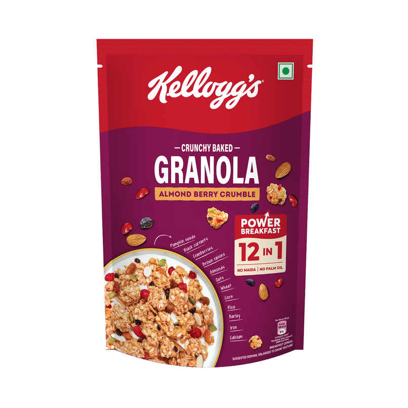 Kellogg's Crunchy Granola Almond Berry Crumble | 12-In-1 Power Breakfast | No Maida | No Palm Oil Kellogg's Crunchy Granola Almond Berry Crumble | 12-In-1 Power Breakfast | No Maida | No Palm Oil