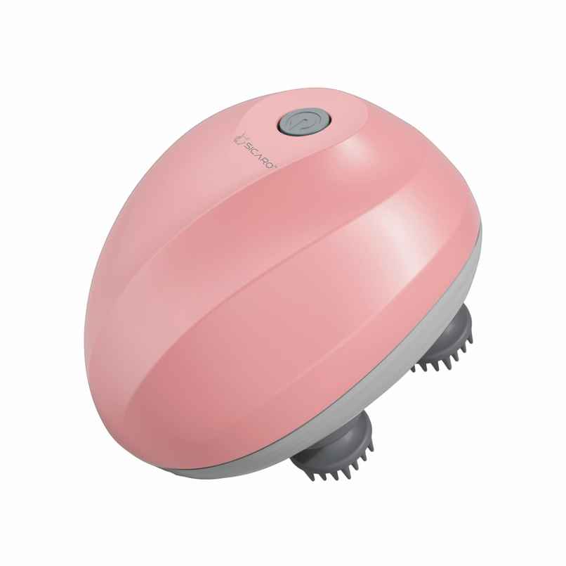 Sicaro RP201 Relax Pro Electric Rechargeable Scalp and Body Massager | Soft Silicone Bristles | Pink