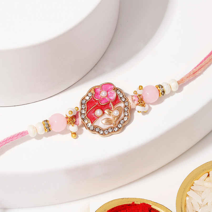Floral Meenakari Pink Stone Rakhi | IGP Floral Meenakari Pink Stone Rakhi | IGP