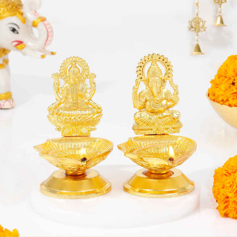 Laxmi Ganesha Metal Diya | Festive Decore | IGP