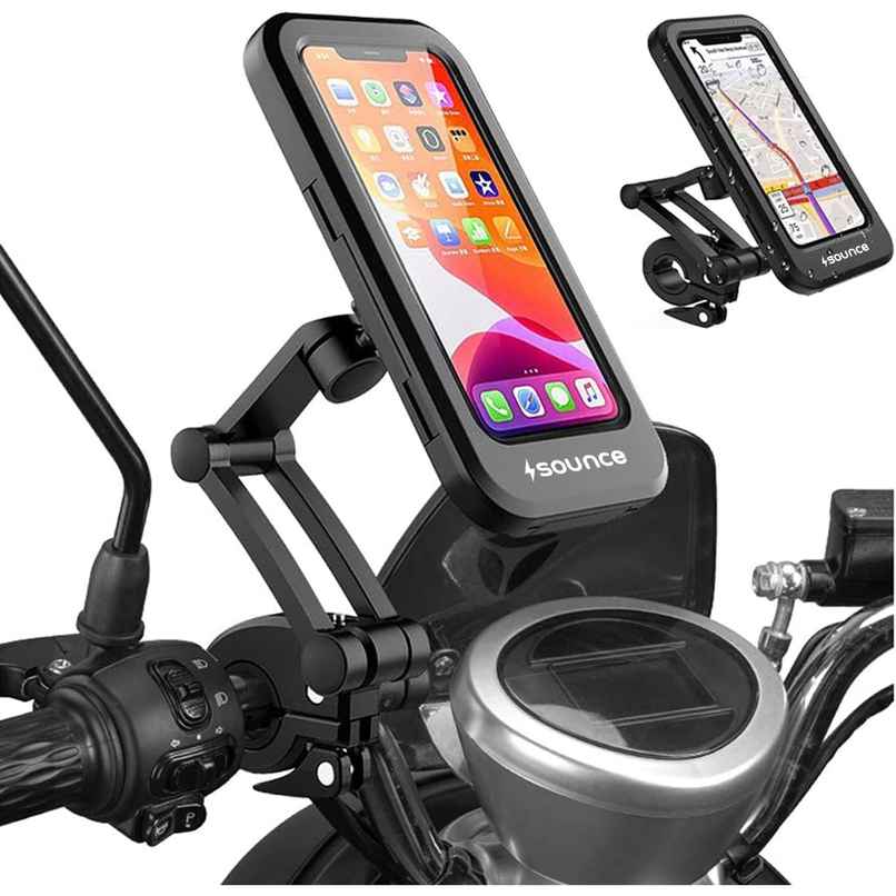 Sounce Bike Phone Mount Waterproof Smartphone Holder For 4 - 7 inches Smartphones| 360 Rotation - Black Sounce Bike Phone Mount Waterproof Smartphone Holder For 4 - 7 inches Smartphones| 360 Rotation - Black