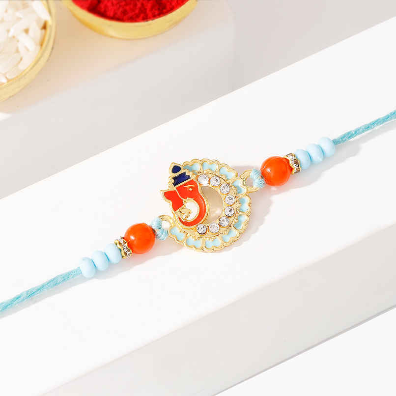 Stone Studded Ganpati Rakhi | IGP Stone Studded Ganpati Rakhi | IGP