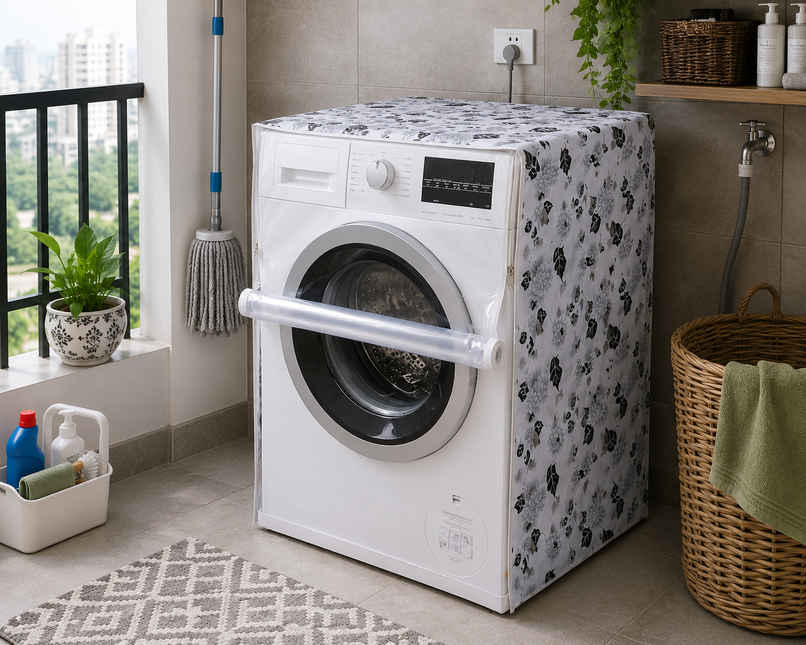 Daluci Front Load Washing Machine Cover For Lg - 6.5-8 kg | Half White and Grey | 63 x 63 x 81 cm Daluci Front Load Washing Machine Cover For Lg - 6.5-8 kg | Half White and Grey | 63 x 63 x 81 cm
