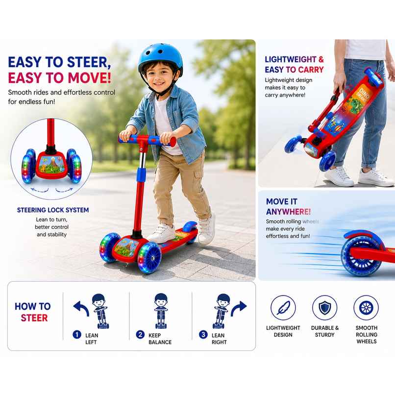 Fablue Foldable 3 Wheel Portable Scooter for Kid's | Red - Upto 40 kg Fablue Foldable 3 Wheel Portable Scooter for Kid's | Red - Upto 40 kg