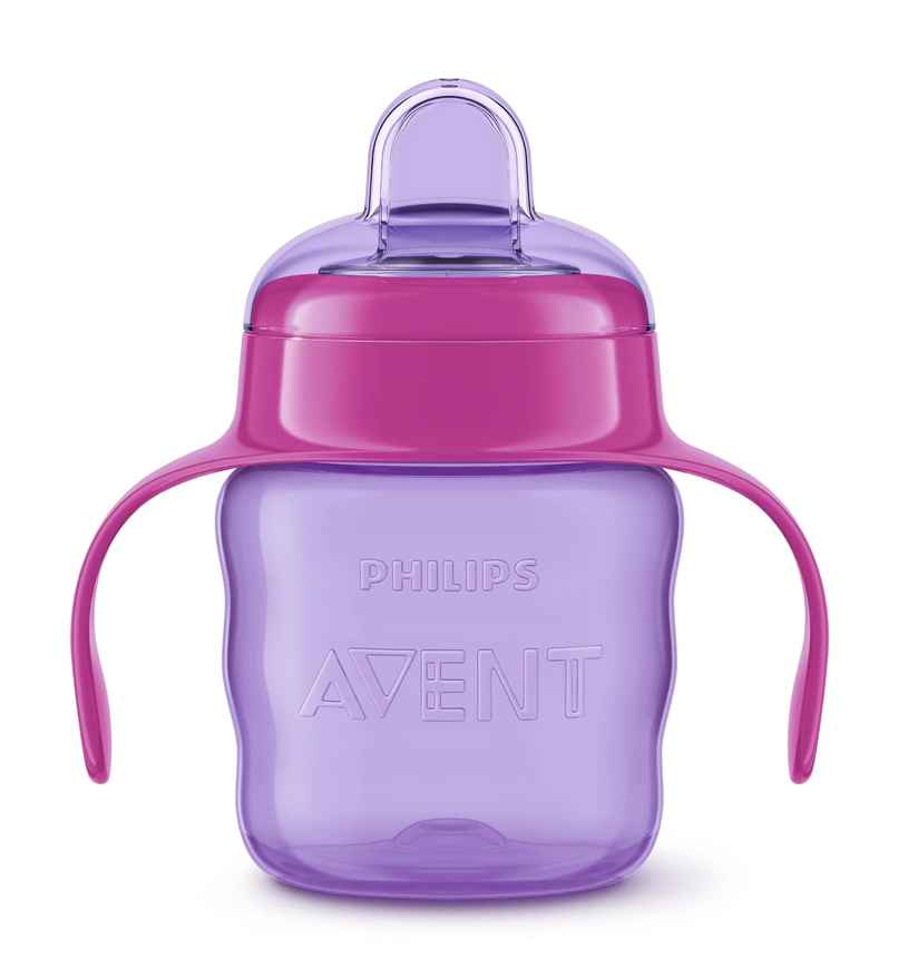 Philips Avent Silicone Classic Spout Cup with Handle | Pink/Purple | 6M+| 200ml | SCF551/03