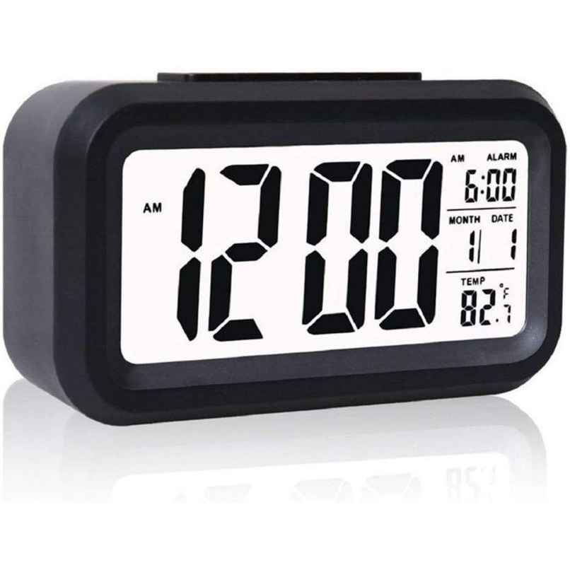 Perpetual Automatic Sensor, Time, Date & Temperature Clock | Black | 9 x 5 cm