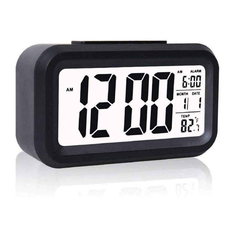 Perpetual Automatic Sensor, Time, Date & Temperature Clock | Black | 9 x 5 cm