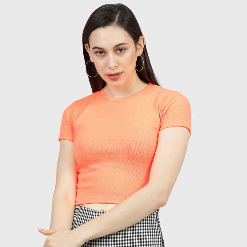 Tokyo Talkies Women's Fitted Crop Top | Orange - M Tokyo Talkies Women's Fitted Crop Top | Orange - M