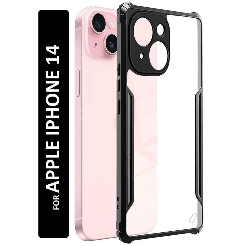 Kwine Case Apple Iphone 14 Back Cover - Black Bordered Transparent Case