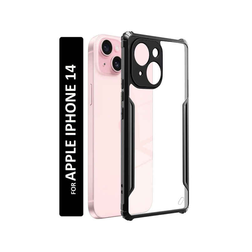 Kwine Case Apple Iphone 14 Back Cover - Black Bordered Transparent Case