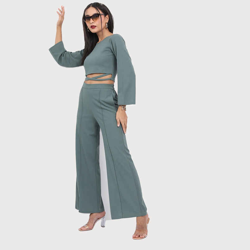 Ketch Women's Top with Pant Co-Ords | Green - M