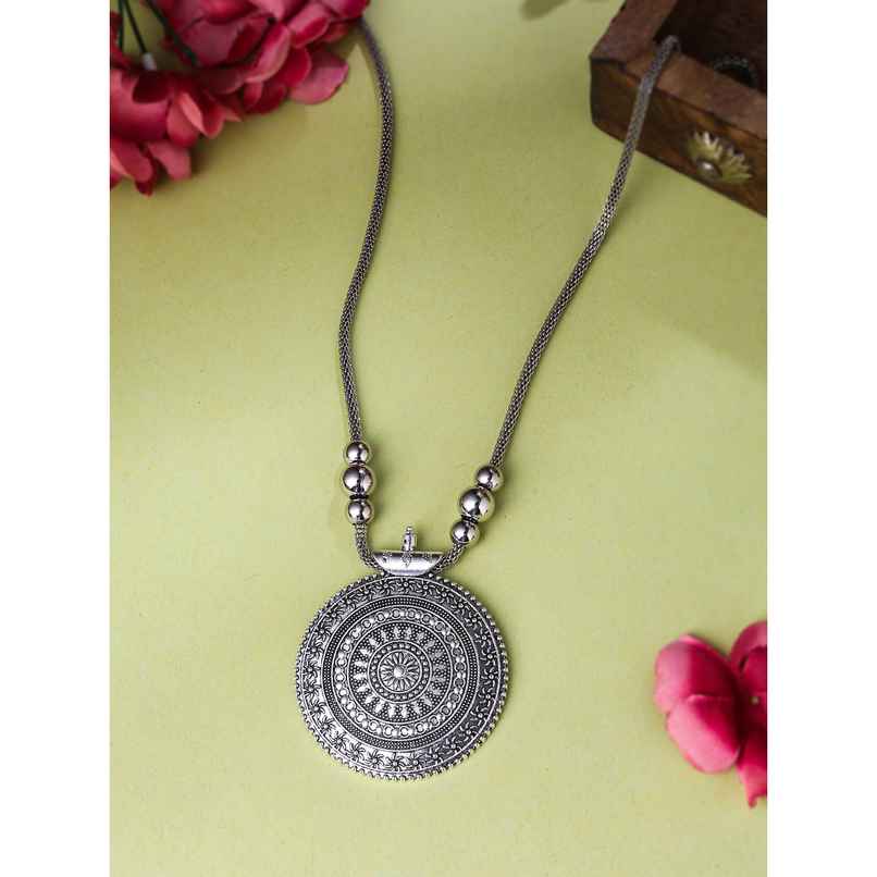 NVR Silver Toned Oxidised Necklace | NVR2054