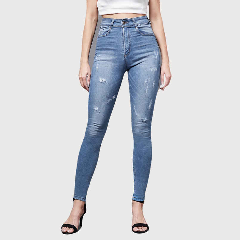 Miss Chase Women s Seashell Nacre Highwaist Denim Pant | Blue | 28