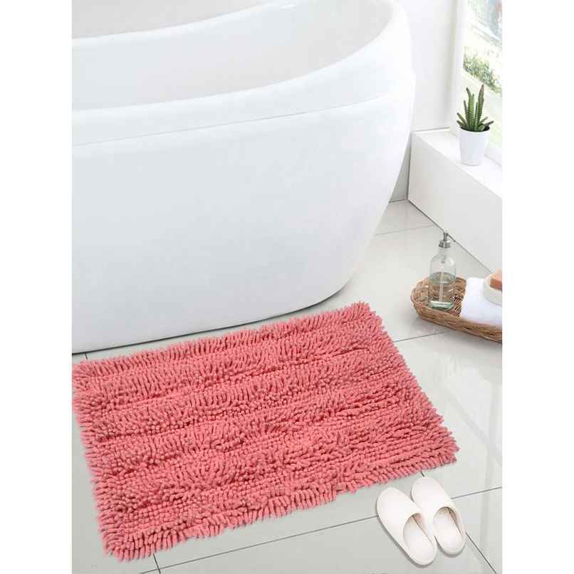 Saral Home Cotton Anti-Slip Water Absorbent Bath Mat | Light Pink - 40 x 60 cm