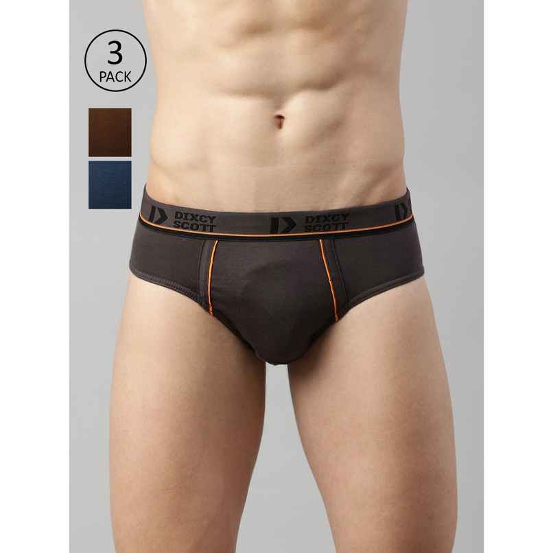 Dixcy Scott Men's Solid 100% Combed Cotton Mid Rise Outer Elastic Waistband Brief | Multicolour -XL Dixcy Scott Men's Solid 100% Combed Cotton Mid Rise Outer Elastic Waistband Brief | Multicolour -XL
