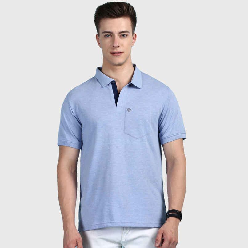Lux Cozi Men's Solid Cotton Polo T-shirt with Pocket | Oxy Blue - S Lux Cozi Men's Solid Cotton Polo T-shirt with Pocket | Oxy Blue - S