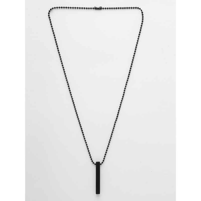 NVR Men's Black - Toned Stainless Steel Rhodium Plated Chain With Pendant | NVR2113